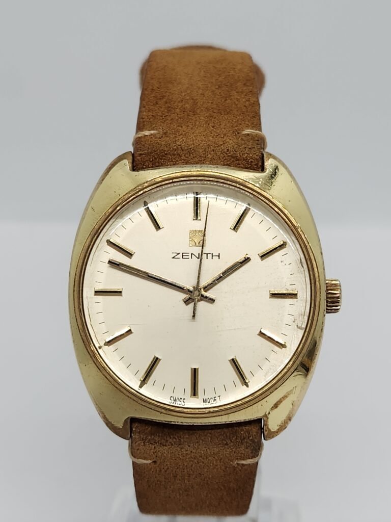 precioso reloj vintage de la prestigiosa marca zenith con movimiento de cuerda manual cal.2562 tamaño 35mm cristal de plexy plaqué de oro