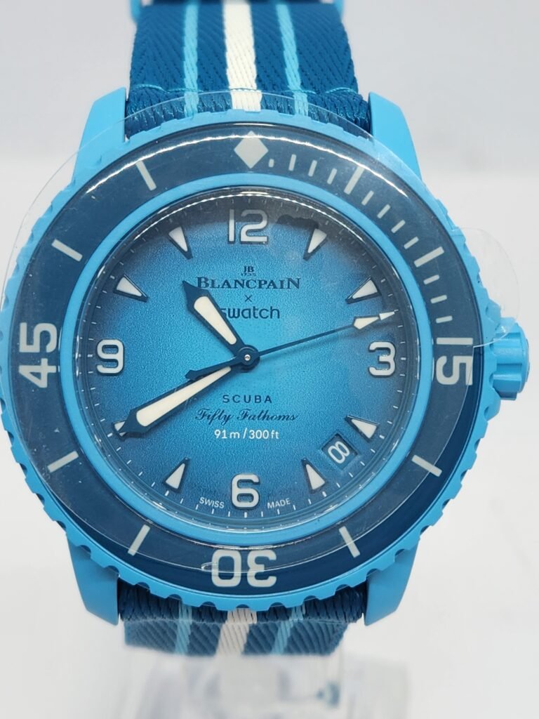 watch edición blancpain modelo fifty fathoms versión blue lagoon nuevo, con caja y documentación Movimiento automatico Tamaño 42,3mm bisel giratorio correa nato