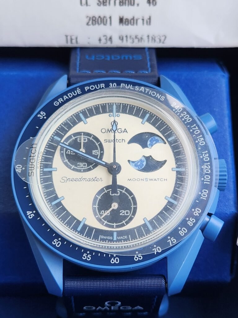 swatch x omega mission to the super blue moon phase nuevo con caja y documentación 100% original edición limitada vendida solo en una fecha concreta con ticket de compra oportunidad única de tener este reloj